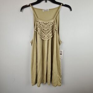 89th & Madison Women's Sleeveless Blouse Tank Top XL Sage Green Crochet Lace
